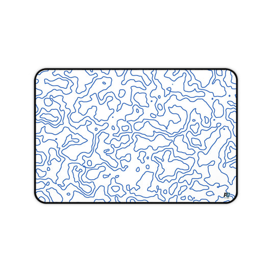 Large Topography Blue and White Mouse Pad